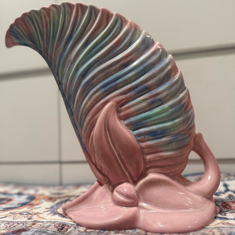 Haeger Fern Vase Elegant Pink and Blue Ceramic Vintage